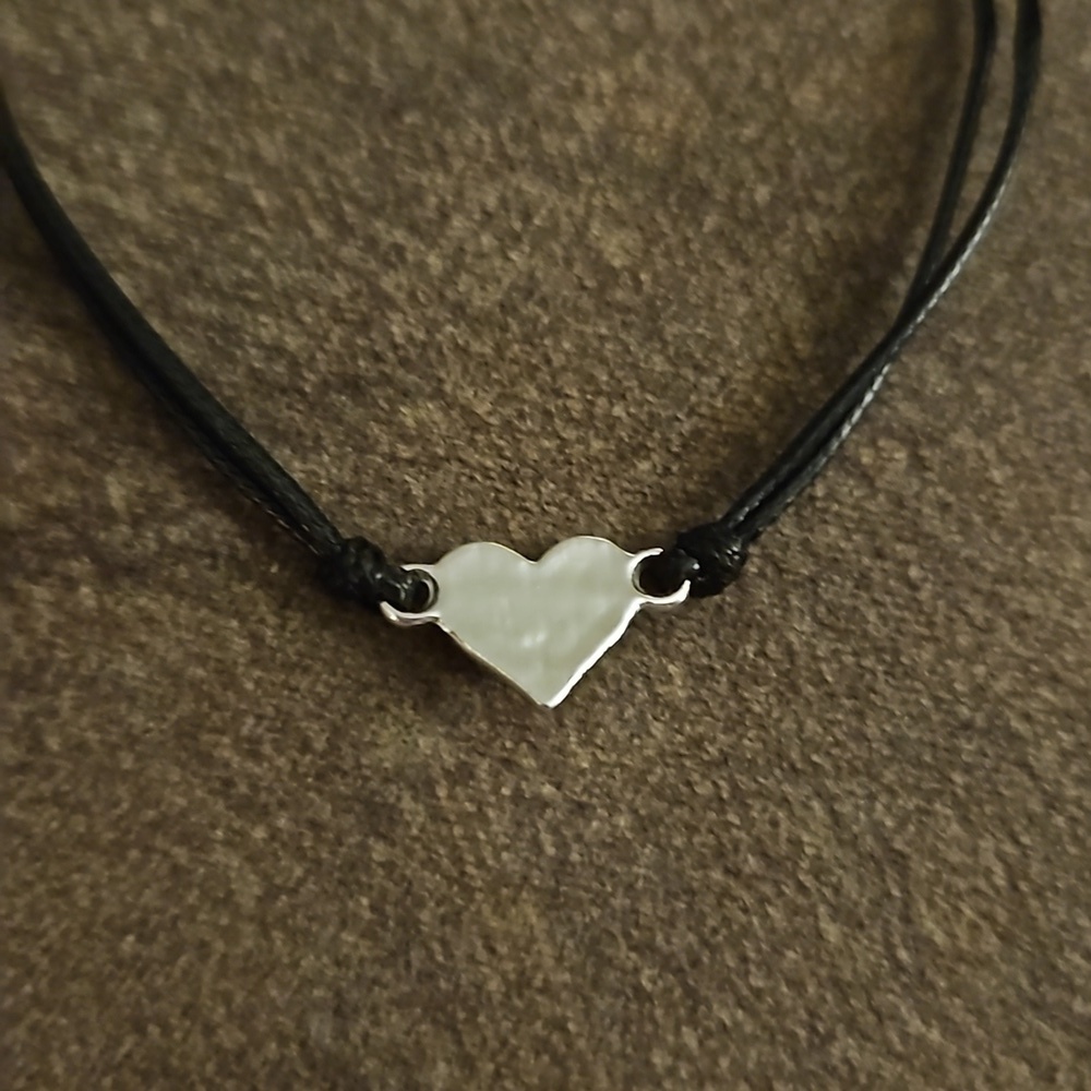 3/$30 Dainty Black Macrame Heart Adjustable Tennis Bracelet - Picture 6 of 7